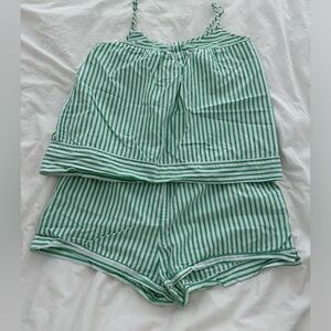 J.Crew Green and White striped Pajama set | Size Small